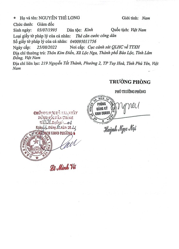 giấy phép kinh doanh công ty tư vấn du học Nhân Phú